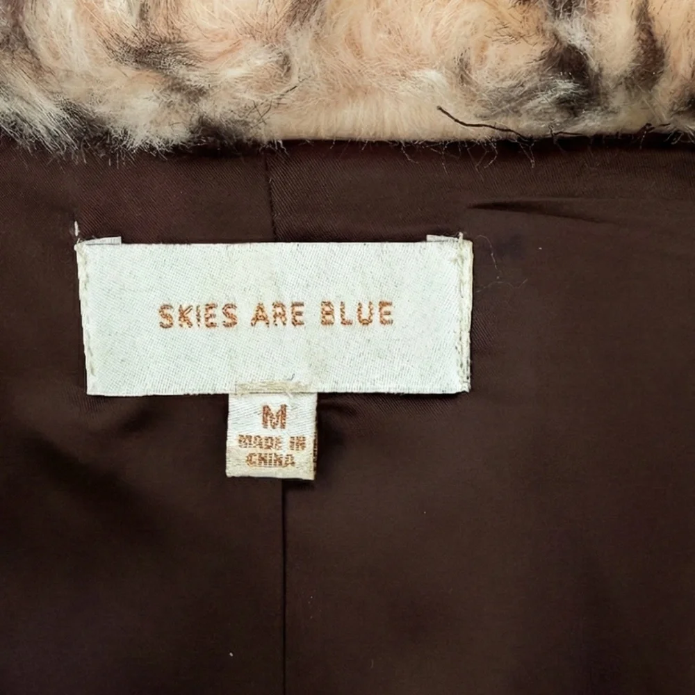 Pink Leopard Print Faux Fur Coat Size Medium, Skies Are Blue Brand Jacket - Picture 5 of 6